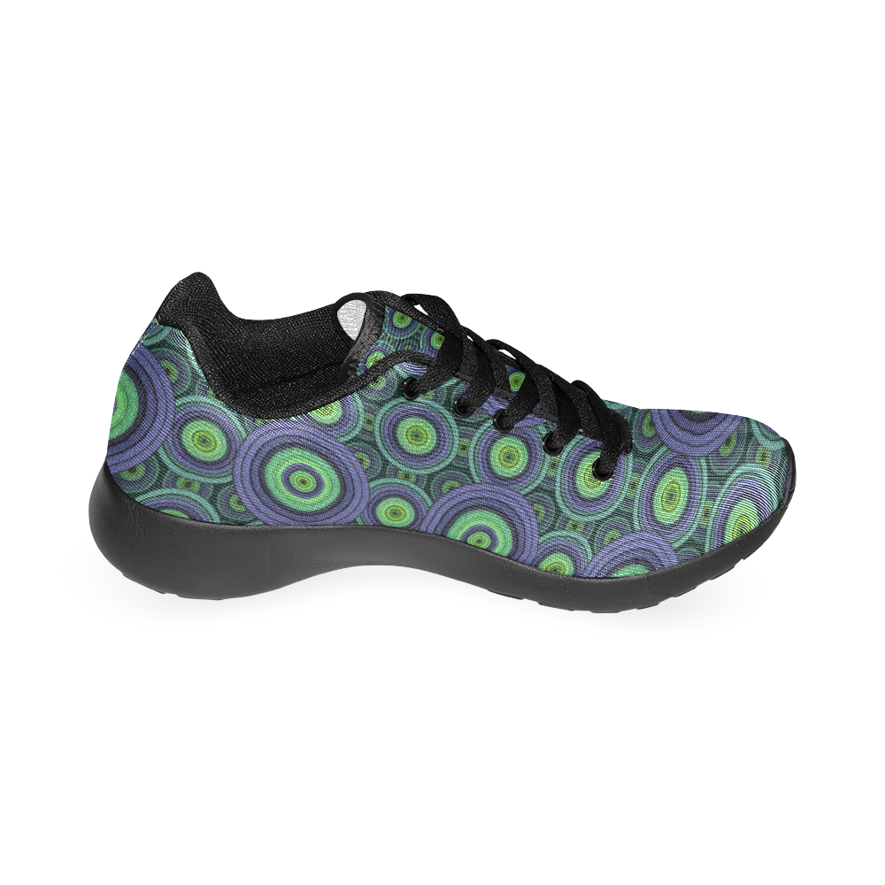 Green and Blue Stitched  Pattern Men’s Running Shoes (Model 020)
