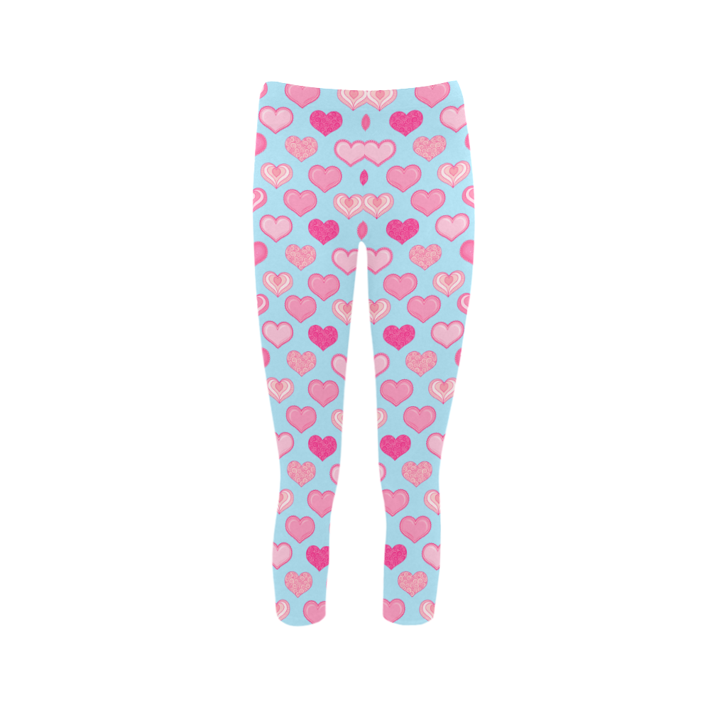 Retro Love Hearts Pattern by ArtformDesigns Capri Legging (Model L02)