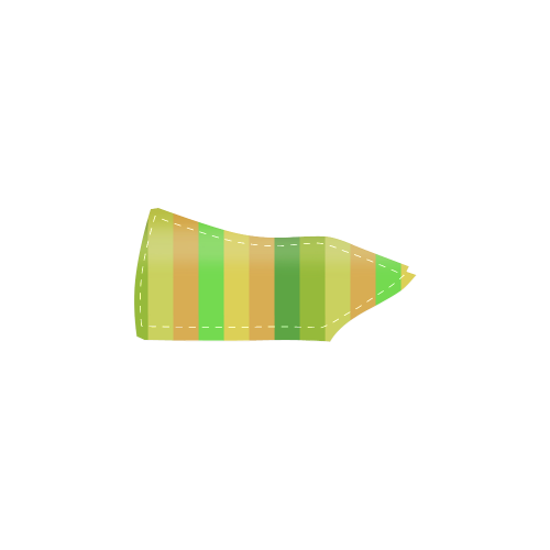 Green Orange Yellow Stripes Design Women's Slip-on Canvas Shoes (Model 019)