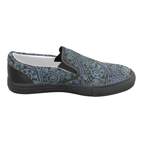 3D ornaments, psychedelic blue Men's Slip-on Canvas Shoes (Model 019)