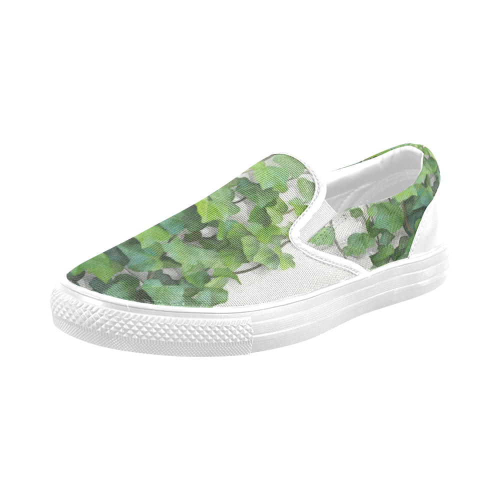 Watercolor Vines, climbing plant Men's Slip-on Canvas Shoes (Model 019)