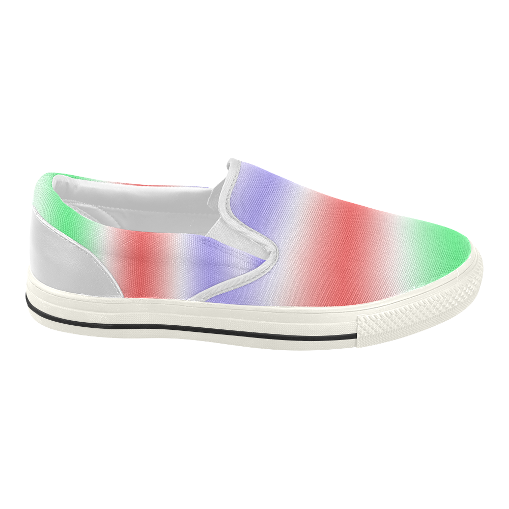 Blue Red Green Soft Stripes Women's Slip-on Canvas Shoes (Model 019)