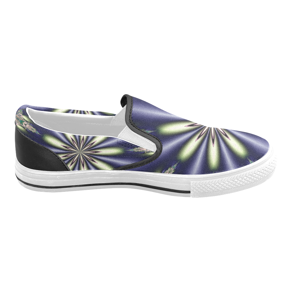 Fractal Kaleidoscope Mandala Flower Abstract 8 Men's Slip-on Canvas Shoes (Model 019)
