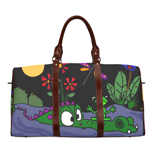Funny Frog on Alligator Nose Folk Art Waterproof Travel Bag/Small (Model 1639)