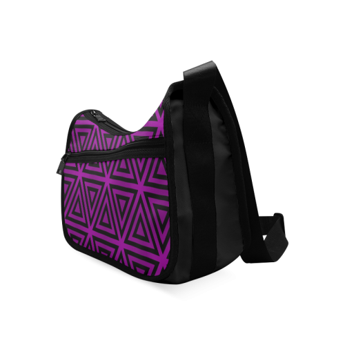 Purple/Black Triangle Pattern Crossbody Bags (Model 1616)