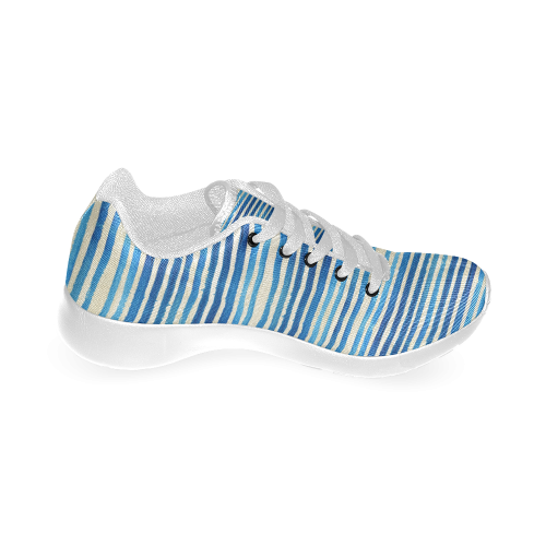 Watercolor STRIPES grunge pattern - blue Women’s Running Shoes (Model 020)