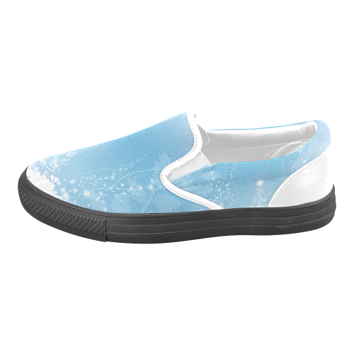christmas design in blue and white Women's Unusual Slip-on Canvas Shoes (Model 019)