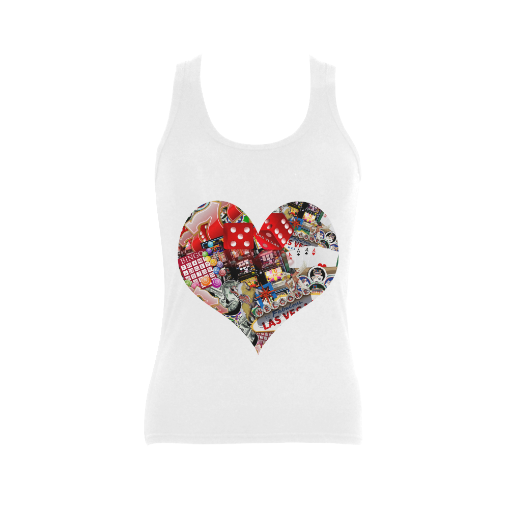 Heart Playing Card Shape - Las Vegas Icons Women's Shoulder-Free Tank Top (Model T35)