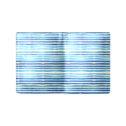 Watercolor STRIPES grunge pattern - blue Men's Leather Wallet (Model 1612)