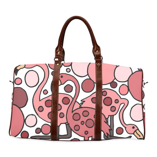 Funny Pink Flamingo Abstract Art Waterproof Travel Bag/Large (Model 1639)