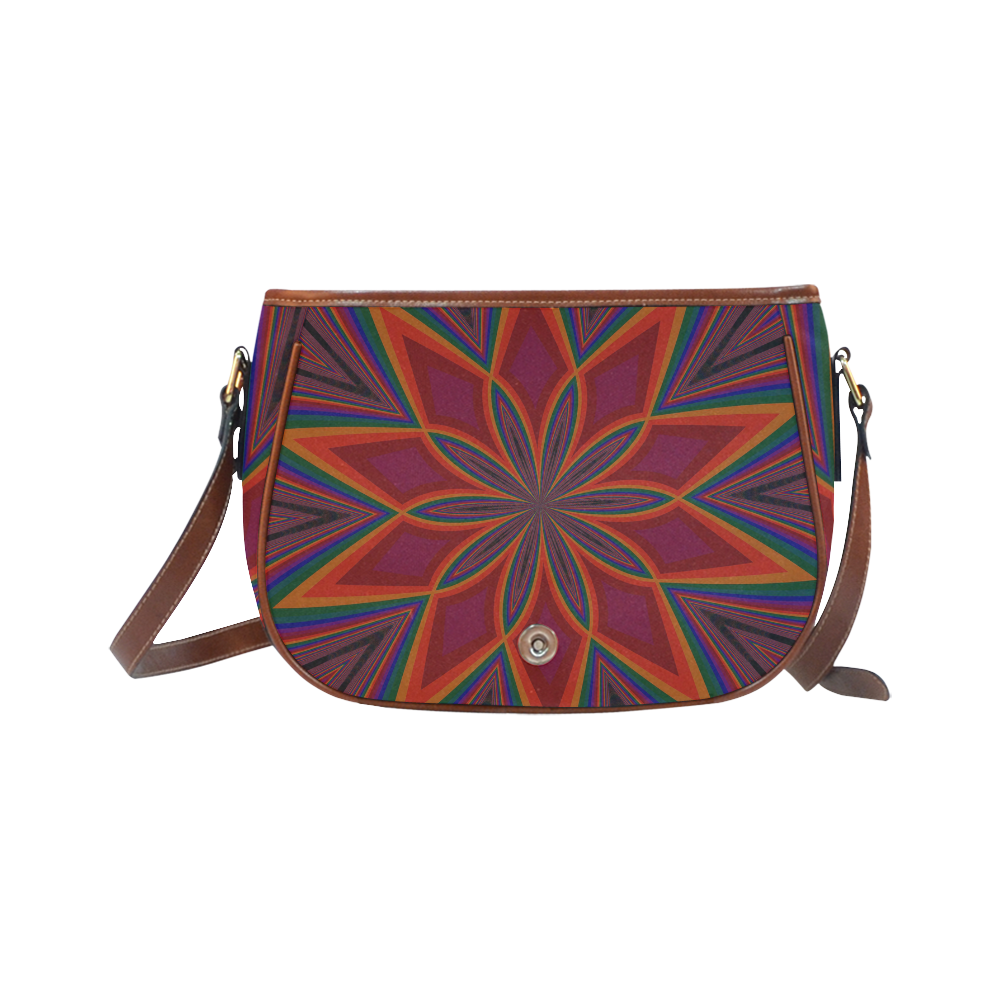 Fractal Kaleidoscope Mandala Flower Abstract 7 Saddle Bag/Small (Model 1649) Full Customization