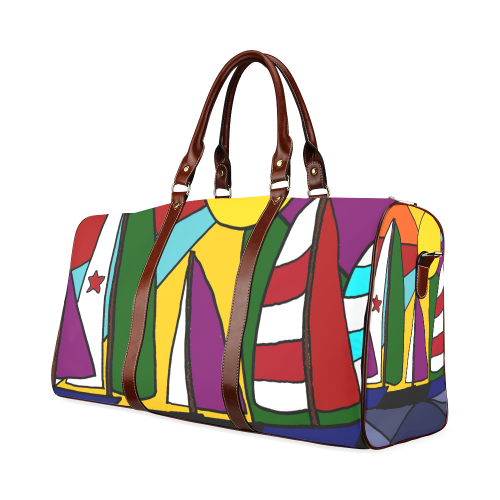 Sailboats in the Sun Abstract Art Waterproof Travel Bag/Large (Model 1639)