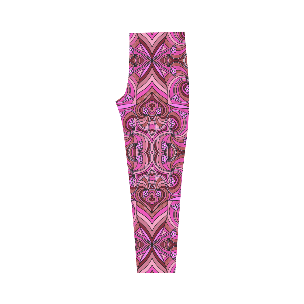 Pink Abstract Doodle Pattern by ArtformDesigns Capri Legging (Model L02)