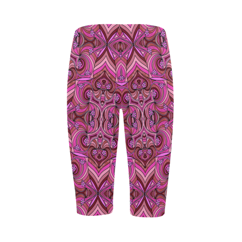 Pink Abstract Doodle Pattern by ArtformDesigns Hestia Cropped Leggings (Model L03)