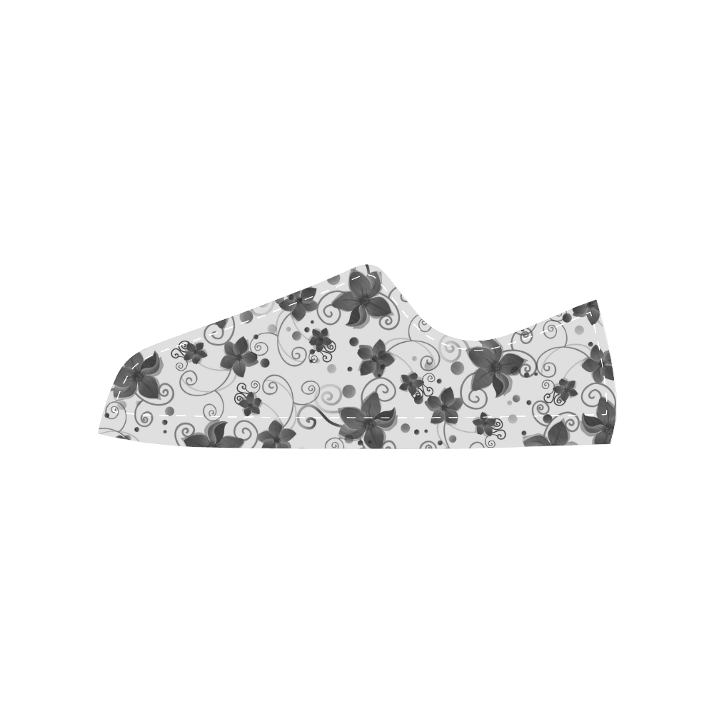 A elegant black white Flower dream Men's Classic Canvas Shoes (Model 018)