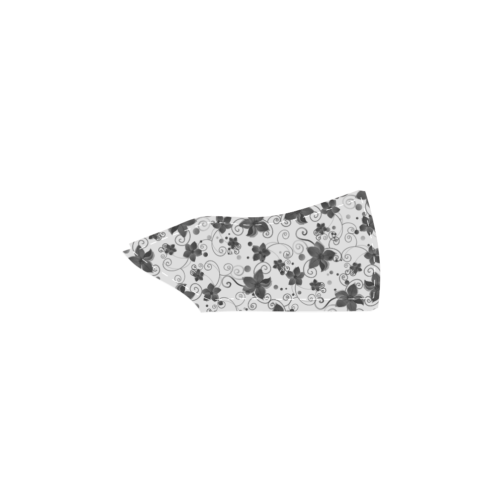 A elegant black white Flower dream Men's Slip-on Canvas Shoes (Model 019)