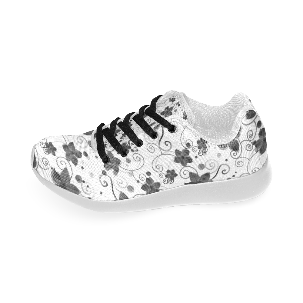 A elegant black white Flower dream Women’s Running Shoes (Model 020)