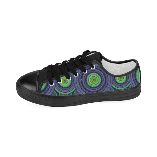 Green and Blue Stitched Women's Classic Canvas Shoes (Model 018)