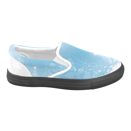 christmas design in blue and white Women's Unusual Slip-on Canvas Shoes (Model 019)