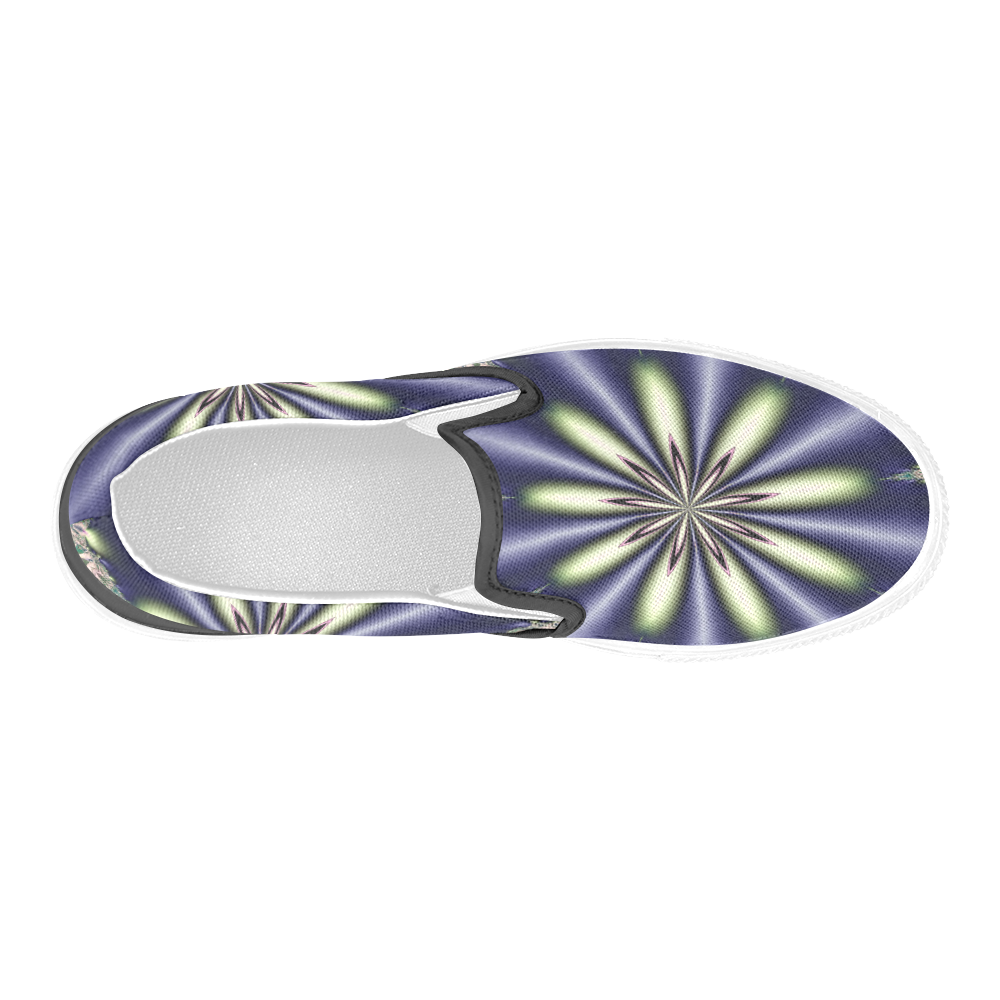 Fractal Kaleidoscope Mandala Flower Abstract 8 Men's Slip-on Canvas Shoes (Model 019)