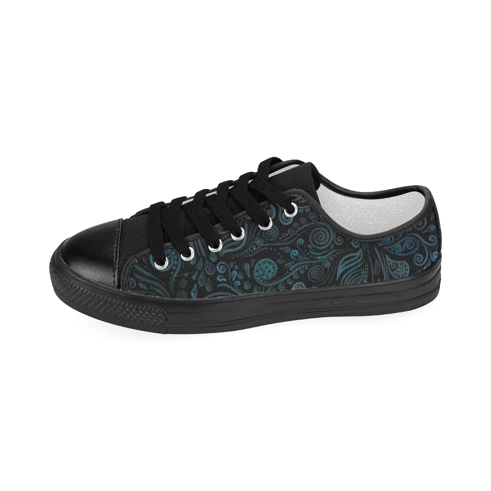 3D ornaments, psychedelic blue teal Women's Classic Canvas Shoes (Model 018)