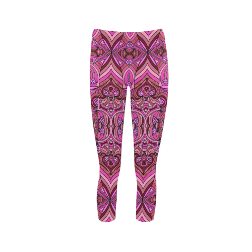 Pink Abstract Doodle Pattern by ArtformDesigns Capri Legging (Model L02)