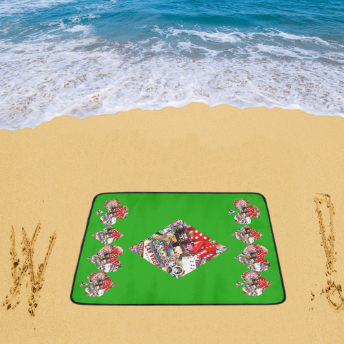 Diamond Playing Card Shape - Las Vegas Icons Beach Mat 78"x 60"