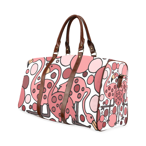 Funny Pink Flamingo Abstract Art Waterproof Travel Bag/Large (Model 1639)
