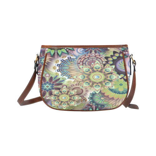 Flowering Fractal Green Whimsy Saddle Bag/Small (Model 1649) Full Customization