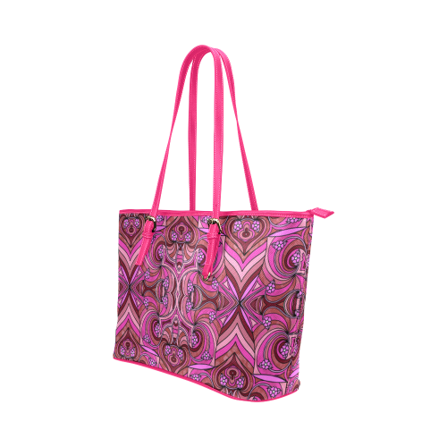 Pink Abstract Doodle Pattern by ArtformDesigns Leather Tote Bag/Small (Model 1651)