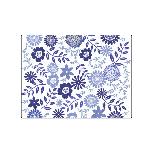 Blue and white pattern floral Blanket 50"x60"