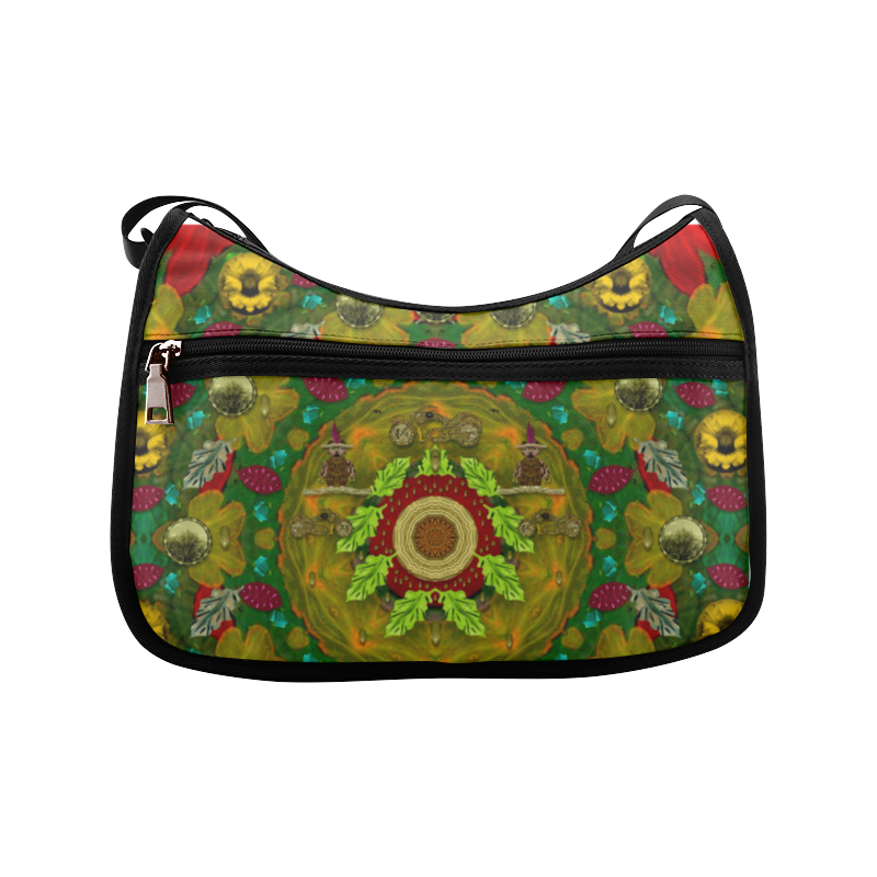 Panda Bears with motorcycles in the mandala forest Crossbody Bags (Model 1616)