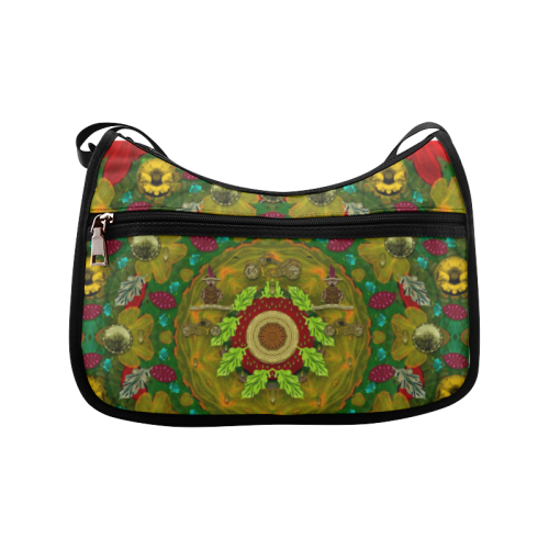 Panda Bears with motorcycles in the mandala forest Crossbody Bags (Model 1616)