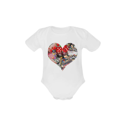 Heart Playing Card Shape - Las Vegas Icons Baby Powder Organic Short Sleeve One Piece (Model T28)