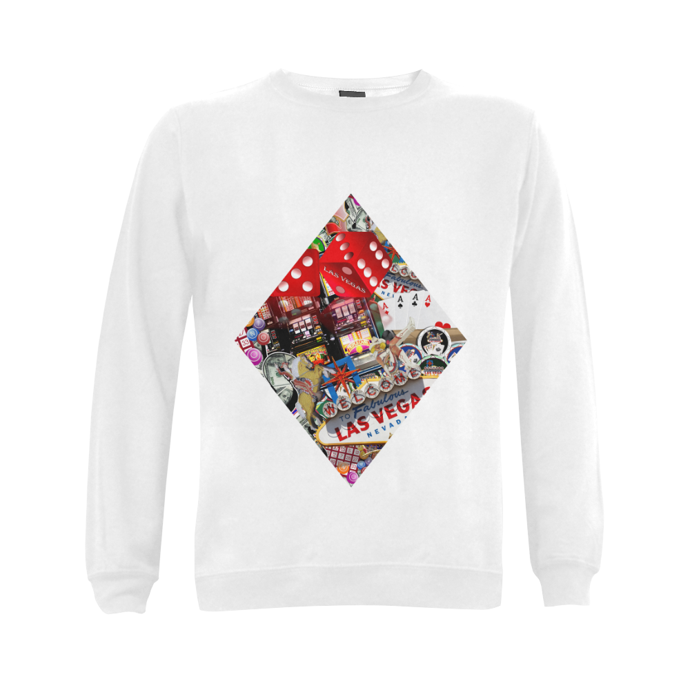 Diamond Playing Card Shape - Las Vegas Icons Gildan Crewneck Sweatshirt(NEW) (Model H01)