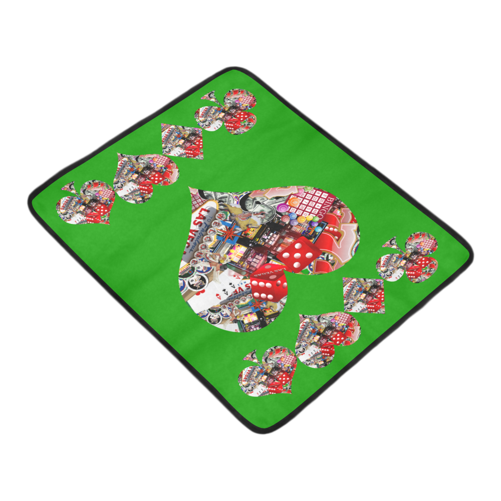 Heart Playing Card Shape - Las Vegas Icons Beach Mat 78"x 60"