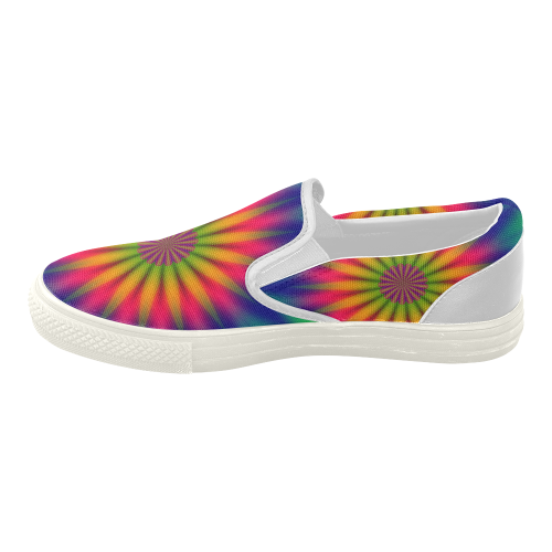 Fractal Kaleidoscope Mandala Flower Abstract 5 Women's Slip-on Canvas Shoes (Model 019)