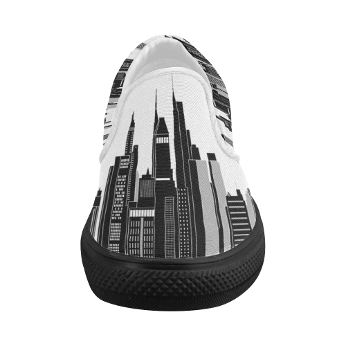 City-Skyline Women's Slip-on Canvas Shoes (Model 019)