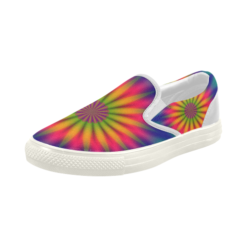 Fractal Kaleidoscope Mandala Flower Abstract 5 Women's Slip-on Canvas Shoes (Model 019)