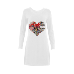 Heart Playing Card Shape - Las Vegas Icons Demeter Long Sleeve Nightdress (Model D03)
