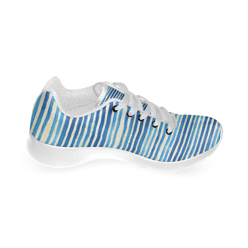 Watercolor STRIPES grunge pattern - blue Men’s Running Shoes (Model 020)