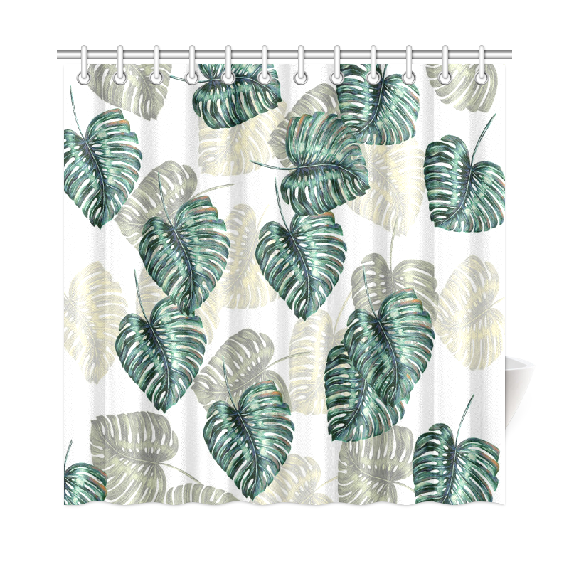 Tropical leaves Shower Curtain 72"x72"