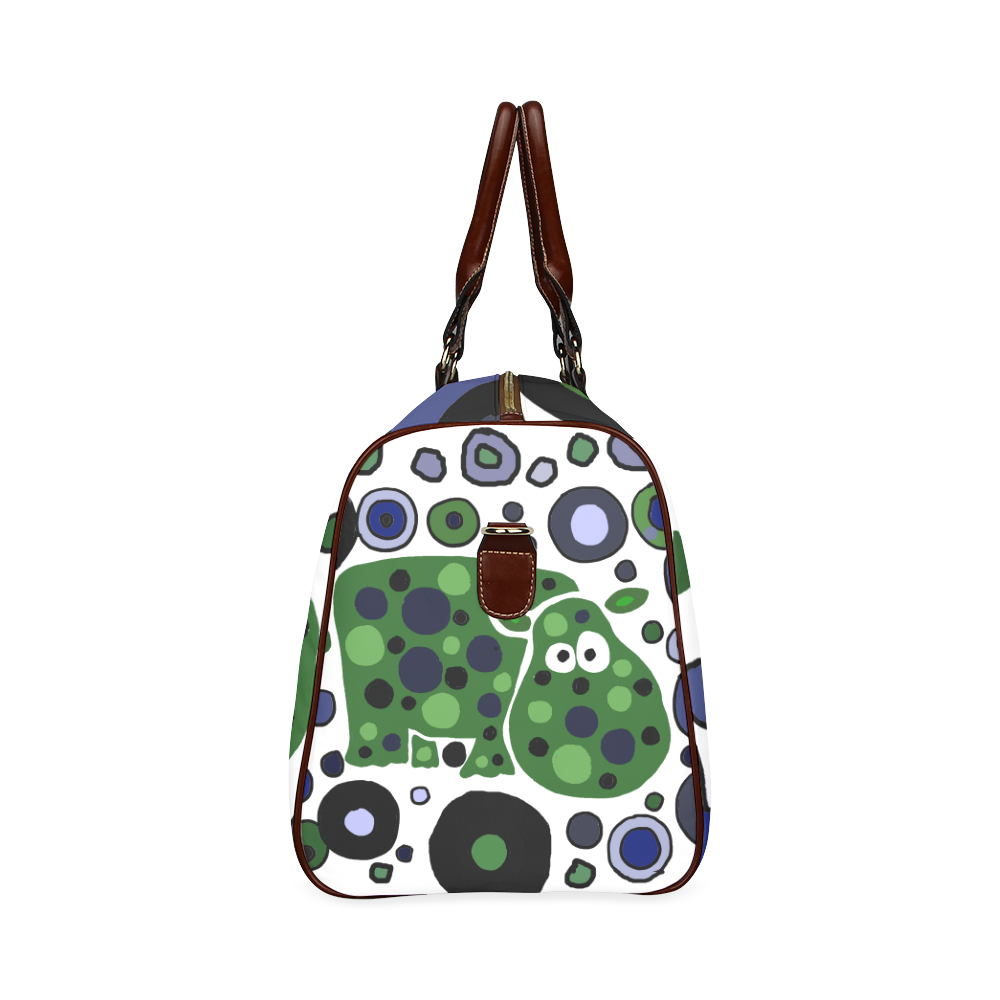 Funy Funky Blue and Green Hippo Abstract Art Waterproof Travel Bag/Large (Model 1639)