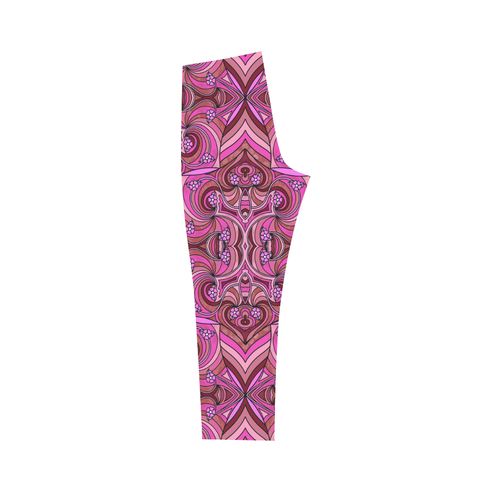 Pink Abstract Doodle Pattern by ArtformDesigns Capri Legging (Model L02)