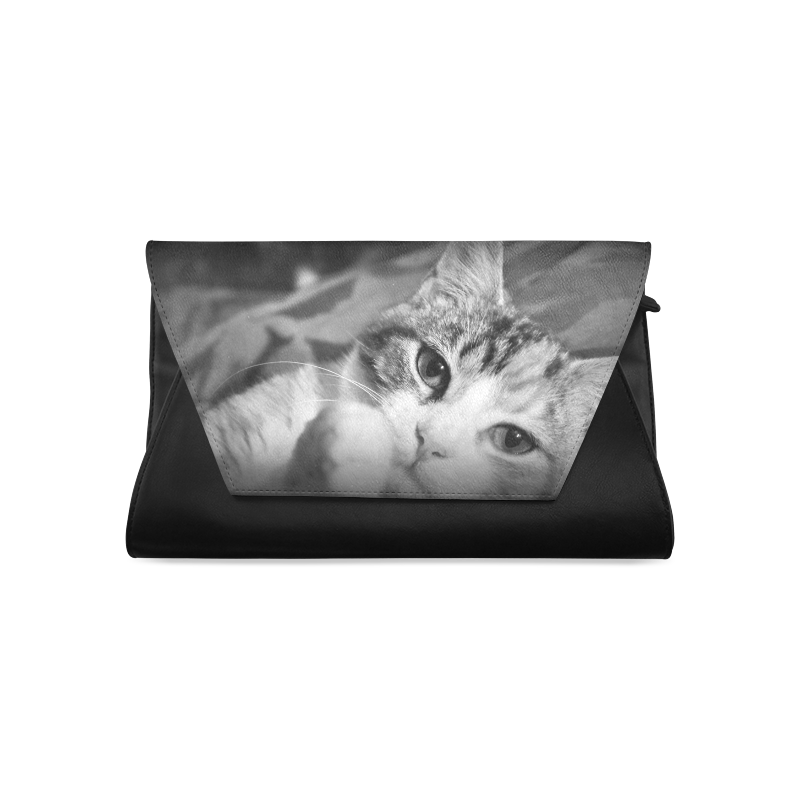 "Classic Cat in Black and White" Clutch Bag Clutch Bag (Model 1630)
