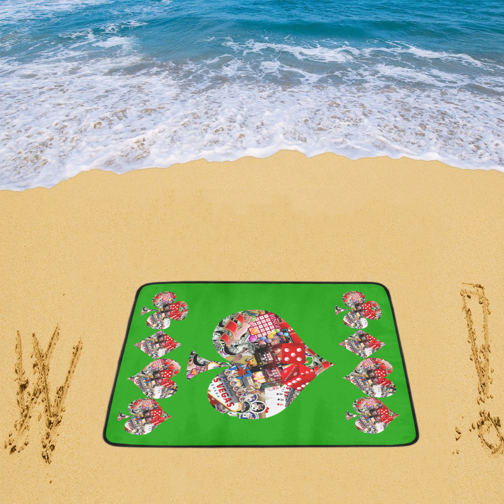Spade Playing Card Shape - Las Vegas Icons Beach Mat 78"x 60"