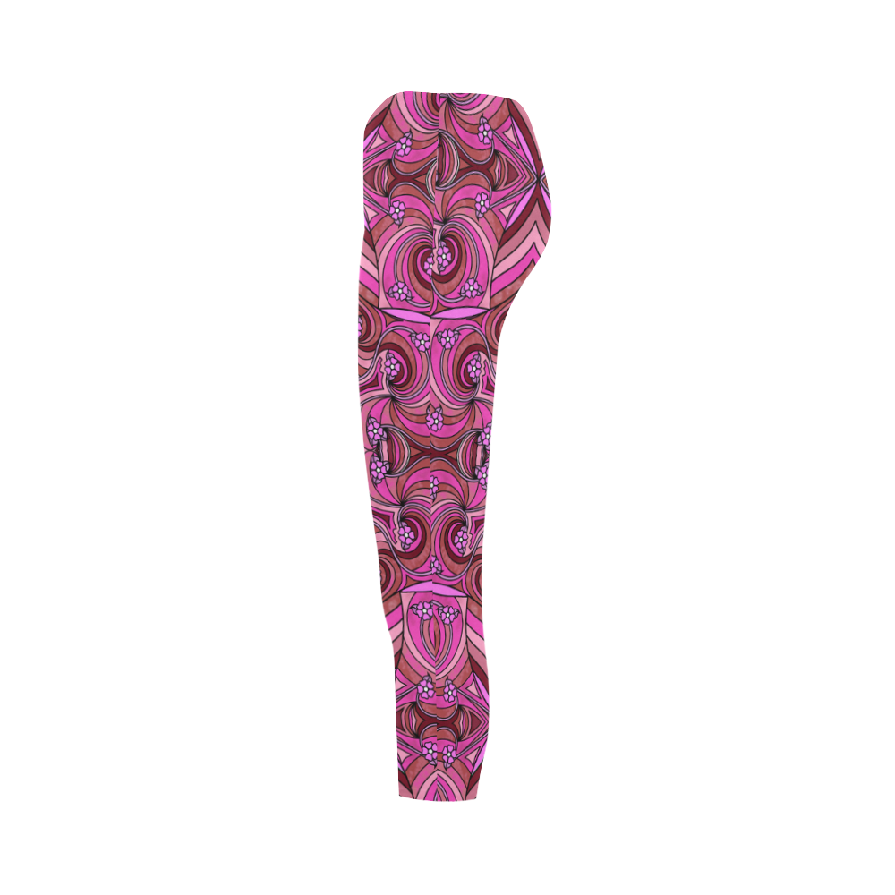 Pink Abstract Doodle Pattern by ArtformDesigns Capri Legging (Model L02)