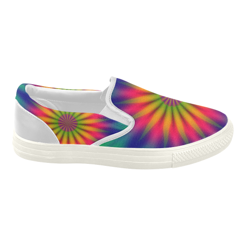 Fractal Kaleidoscope Mandala Flower Abstract 5 Women's Slip-on Canvas Shoes (Model 019)