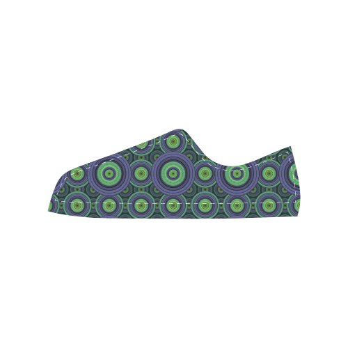 Green and Blue Stitched  Pattern Women's Classic Canvas Shoes (Model 018)