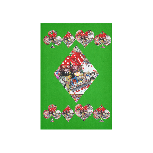 Diamond Playing Card Shape - Las Vegas Icons Cotton Linen Wall Tapestry 40"x 60"